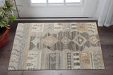 2' X 3' Ivory Gray And Orange Moroccan Hand Knotted Area Rug