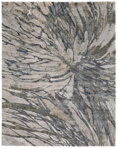 8' X 10' Green Abstract Washable Non Skid Indoor Outdoor Area Rug