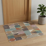 2' X 3' Ivory Brown And Blue Checkered Area Rug