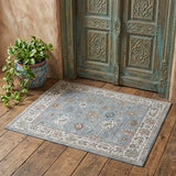 2' X 3' Blue Ivory And Brown Floral Distressed Area Rug