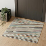 8' X 10' Brown And Tan Floral Washable Indoor Outdoor Area Rug