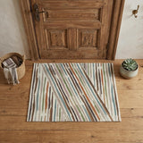2' X 3' Ivory Brown And Blue Abstract Area Rug