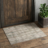 2' X 3' Ivory Gray And Green Abstract Distressed Area Rug
