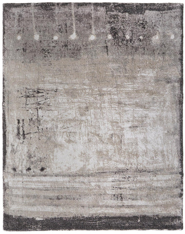 2' X 3' Gray Ivory And Taupe Abstract Distressed Area Rug