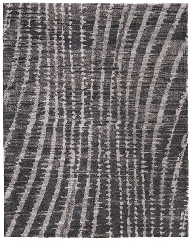 8' X 10' Black Charcoal And Ivory Abstract Washable Indoor Outdoor Area Rug