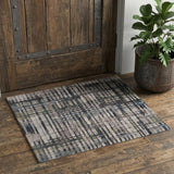 2' X 3' Gray Black And Ivory Abstract Distressed Area Rug