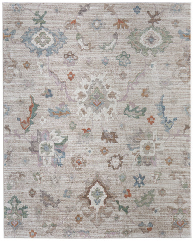 8' X 10' Ivory And Taupe Striped Washable Indoor Outdoor Area Rug