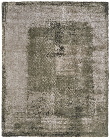 2' X 3' Green And Tan Abstract Distressed Area Rug