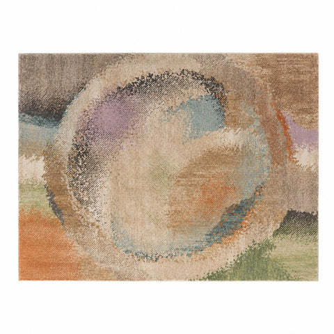 2' X 3' Brown Tan And Blue Abstract Distressed Area Rug