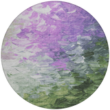 5' X 8' Purple Olive Green And Silver Abstract Washable Indoor Outdoor Area Rug