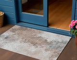 3' X 5' Brown Ivory And Gray Abstract Washable Indoor Outdoor Area Rug