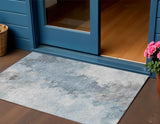3' X 5' Sky Blue Gray And Ivory Abstract Washable Indoor Outdoor Area Rug