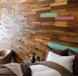Blue Natural And Navy Blue 3D Embossed Teak Decorative Wall Panel