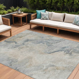 8' X 10' Beige Khaki And Gray Abstract Washable Indoor Outdoor Area Rug