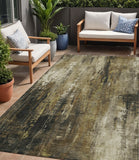 5' X 8' Beige And Taupe Abstract Washable Indoor Outdoor Area Rug