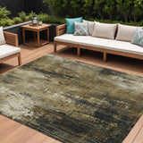 8' X 10' Beige And Taupe Abstract Washable Indoor Outdoor Area Rug