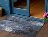 3' X 5' Blue And Ivory Abstract Washable Indoor Outdoor Area Rug