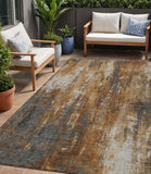 5' X 8' Rust Gray And Ivory Abstract Washable Indoor Outdoor Area Rug