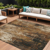8' X 10' Taupe Gray And Ivory Abstract Washable Indoor Outdoor Area Rug