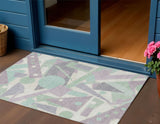 3' X 5' Lavender Mint Green And Ivory Geometric Washable Indoor Outdoor Area Rug