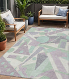 5' X 8' Lavender Mint Green And Ivory Geometric Washable Indoor Outdoor Area Rug