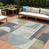 8' X 10' Rust Gray And Ivory Geometric Washable Indoor Outdoor Area Rug