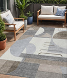 5' X 8' Taupe Gray And Ivory Geometric Washable Indoor Outdoor Area Rug