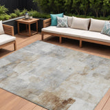 8' X 10' Beige Gray And Khaki Abstract Washable Indoor Outdoor Area Rug