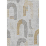5' X 8' Silver And Gold Geometric Washable Indoor Outdoor Area Rug