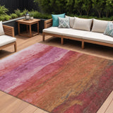 8' X 10' Blush Mauve And Rust Abstract Washable Indoor Outdoor Area Rug