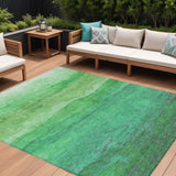 8' X 10' Green And Mint Green Abstract Washable Indoor Outdoor Area Rug