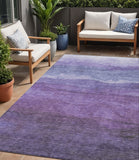 5' X 8' Purple And Lavender Abstract Washable Indoor Outdoor Area Rug