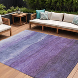 8' X 10' Purple And Lavender Abstract Washable Indoor Outdoor Area Rug