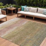 8' X 10' Tan And Beige Abstract Washable Indoor Outdoor Area Rug