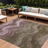 8' X 10' Taupe And Beige Abstract Washable Indoor Outdoor Area Rug