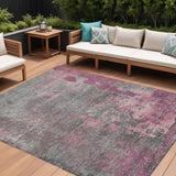 8' X 10' Blush Gray And Mauve Abstract Washable Indoor Outdoor Area Rug
