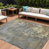 8' X 10' Taupe Gray And Beige Abstract Washable Indoor Outdoor Area Rug