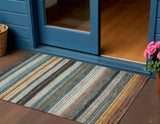 3' X 5' Beige Gold And Brown Striped Washable Indoor Outdoor Area Rug