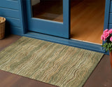 3' X 5' Fern Green And Taupe Abstract Washable Indoor Outdoor Area Rug