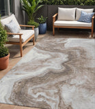 5' X 8' Taupe And Silver Abstract Washable Indoor Outdoor Area Rug