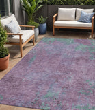 5' X 8' Lavender And Teal Blue Abstract Washable Indoor Outdoor Area Rug