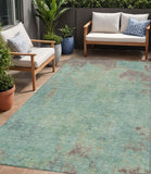 5' X 8' Pale Aqua And Taupe Abstract Washable Indoor Outdoor Area Rug