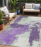 5' X 8' Purple Mint Green And Ivory Abstract Washable Indoor Outdoor Area Rug