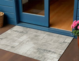 3' X 5' Beige And Gray Geometric Washable Indoor Outdoor Area Rug