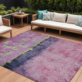 8' X 10' Blush And Mint Green Abstract Washable Indoor Outdoor Area Rug