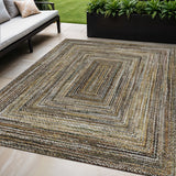 5' X 8' Brown Taupe And Ivory Geometric Washable Indoor Outdoor Area Rug