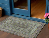 3' X 5' Olive Green Lavender And Fern Green Geometric Washable Indoor Outdoor Area Rug