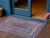 3' X 5' Purple Lavender And Gray Geometric Washable Indoor Outdoor Area Rug