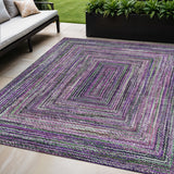 5' X 8' Purple Lavender And Gray Geometric Washable Indoor Outdoor Area Rug