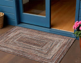 3' X 5' Terra Cotta Copper And Beige Geometric Washable Indoor Outdoor Area Rug